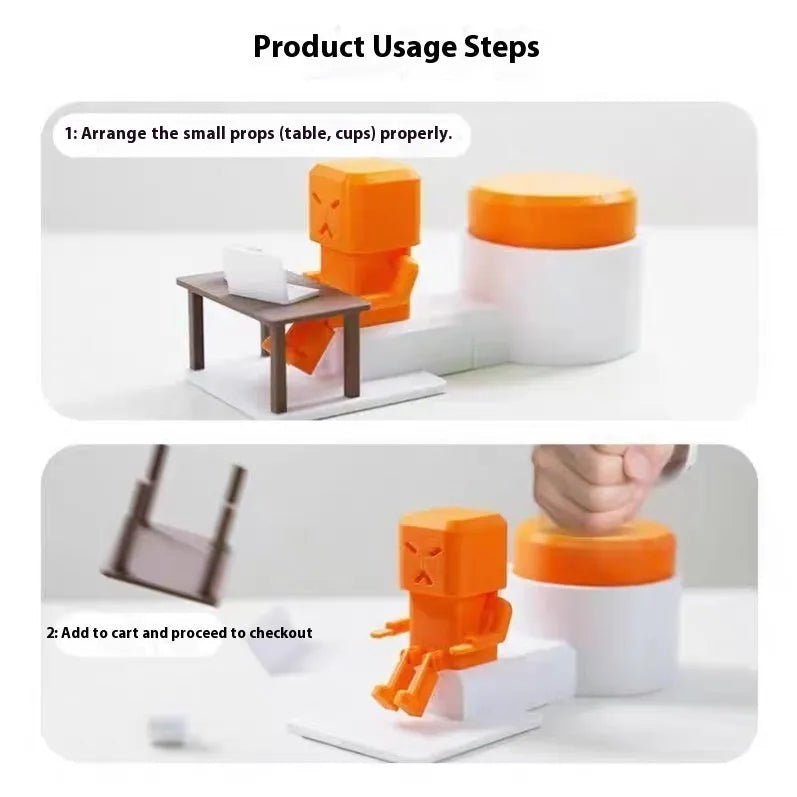 Orange plastic vent decompression table turning toy measuring 16cm wide