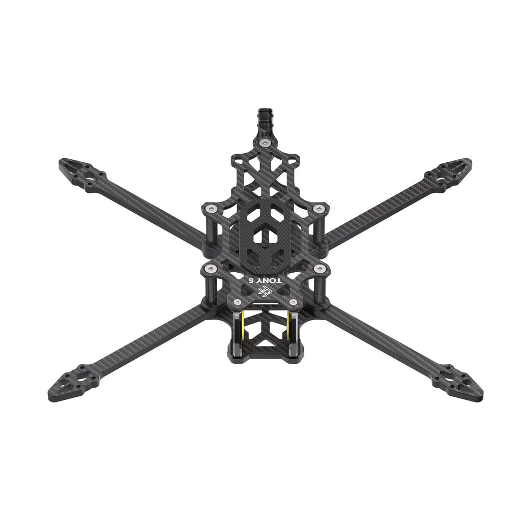 FlyFishnRC Tony 5 Sub250 carbon brazing FPV freestyle frame in black, 4mm arms, 215mm wheelbase
