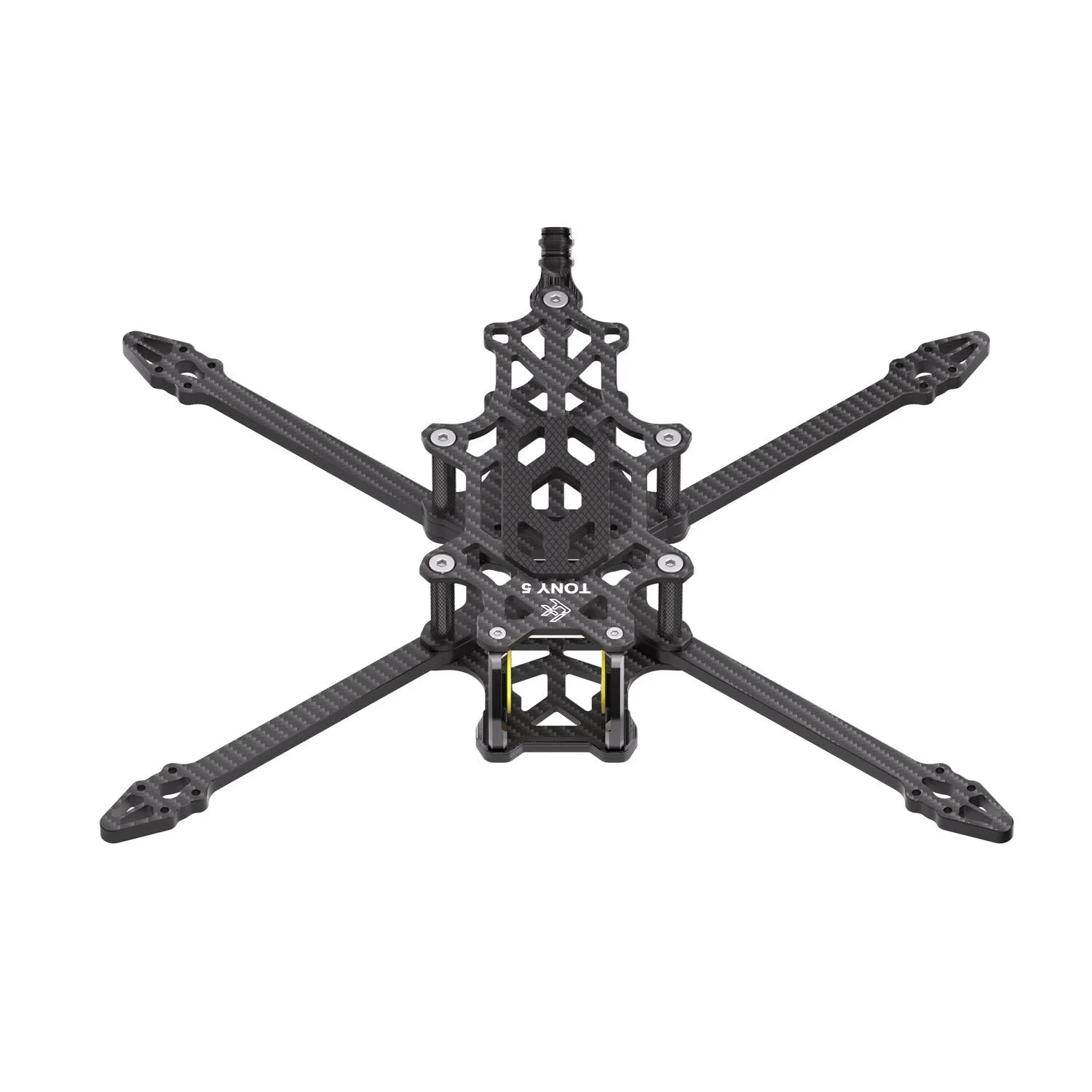 FlyFishnRC Tony 5 Sub250 carbon brazing FPV freestyle frame in black, 4mm arms, 215mm wheelbase