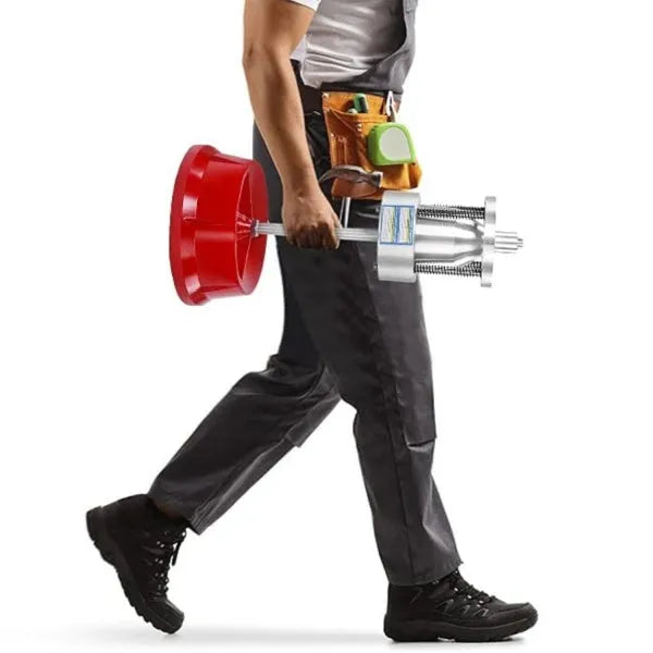 Portable hub balancer with aluminium head and bull's eye level on enamel finished base