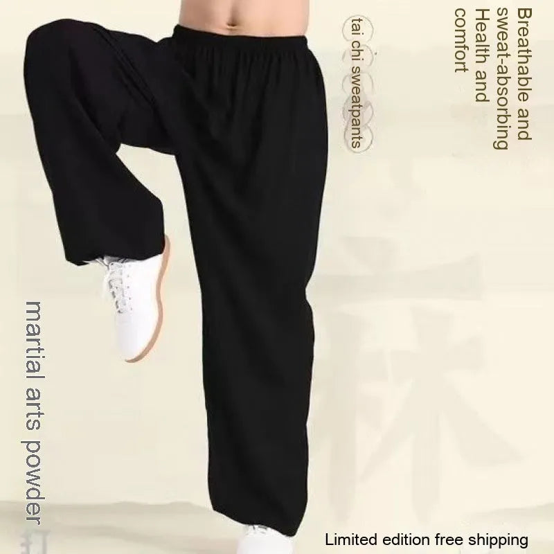 Children's black high-elasticity Sanda practice pants made from lycra and spandex fabric.