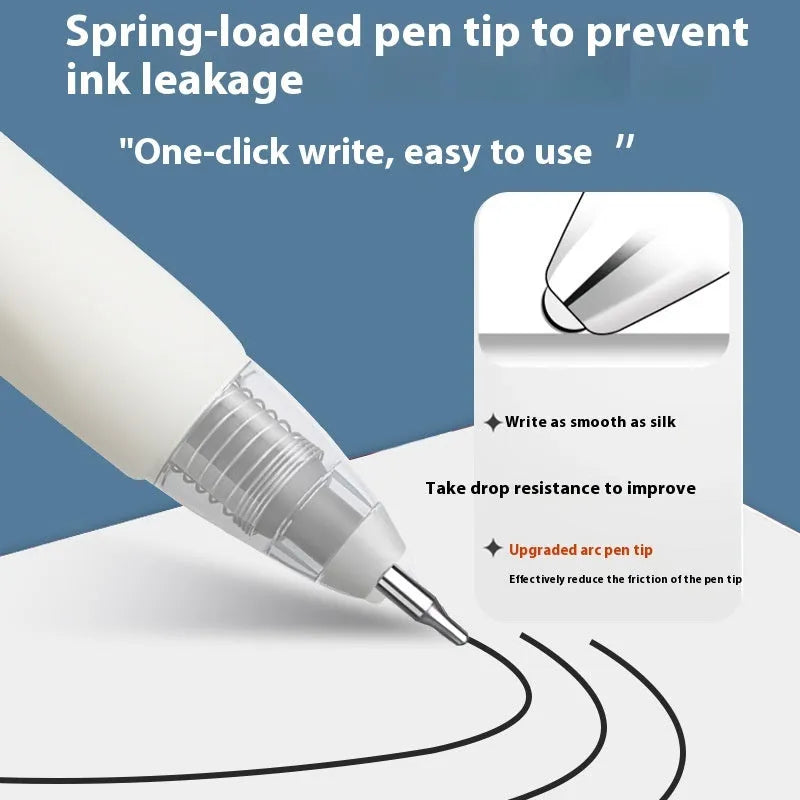 Pack of 10 quick-dry gel pen refill cartridges in black, red, blue, and ink blue for bullet-style pens.