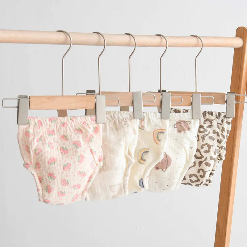 Cotton gauze baby urine training pants in Baby Bear pattern, ring design, pure diaper pants for toddlers