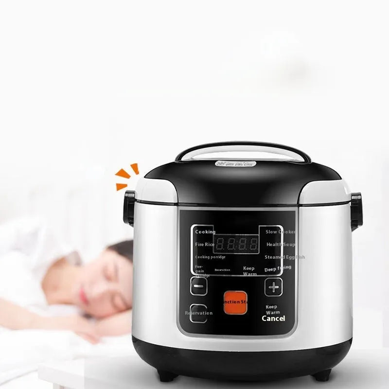 Black 12V 24V 2L vehicle-mounted rice cooker with stainless steel pot and plastic outer shell