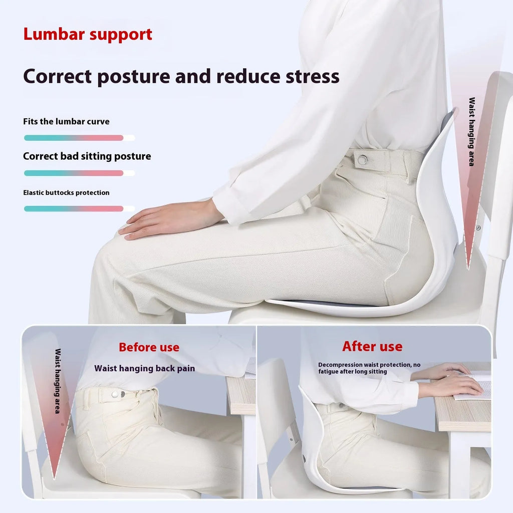 Japanese waist support seat cushion with lumbar pillow in grey or black colours