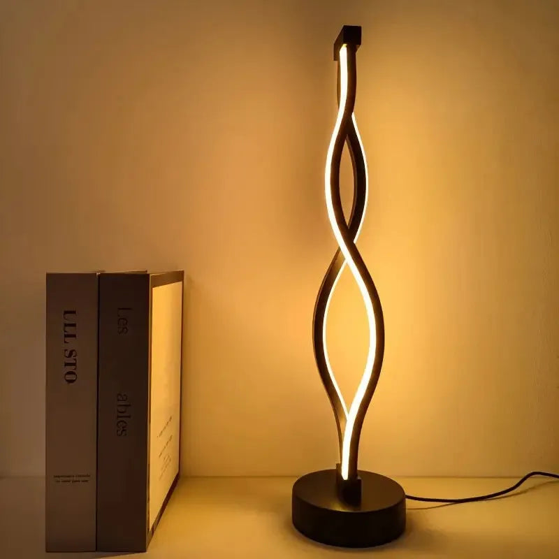 Black aluminium desk lamp with three-colour dimming button and touch controls