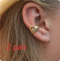Women's gold electroplated alloy earrings with starfish and scallop animal zodiac design