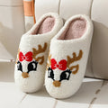 Christmas deer slippers women's home indoor non-slip warm plush TPR sole fox style