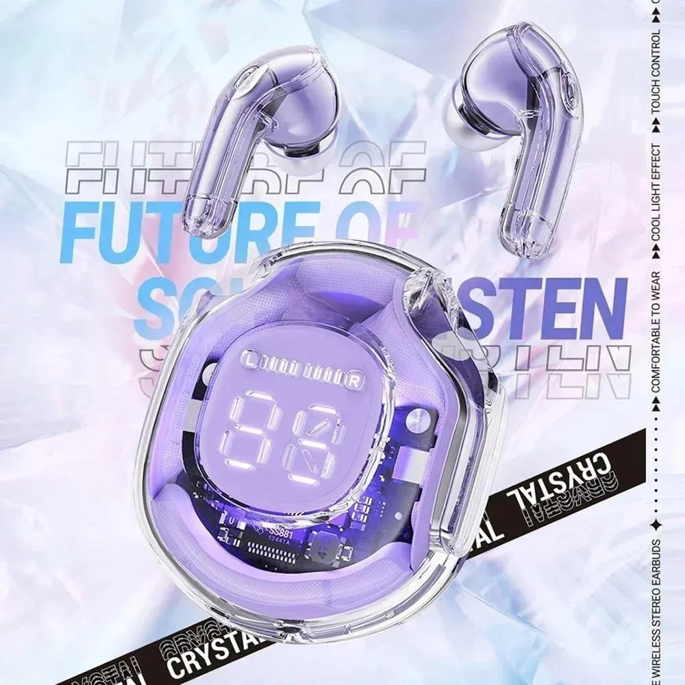 Transparent warehouse Bluetooth headset in white, black, pink, sky blue or violet with 15m wireless range