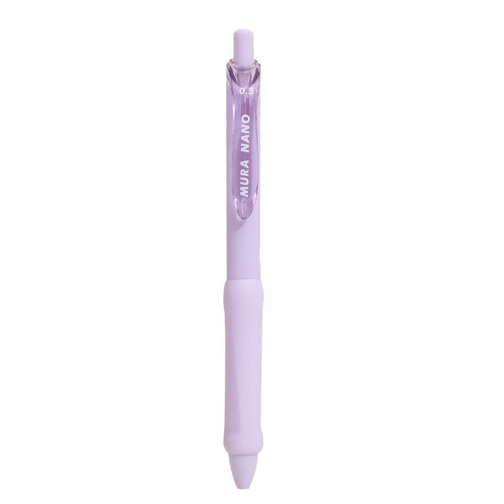 Macaron Colour press gel pen with 0.5mm tip in smoked white, brown, and pink options.