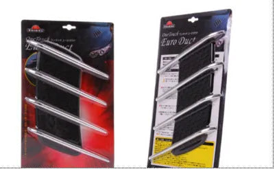 Black car body sticker with shark gill air outlet design and electroplated finish on a vehicle door