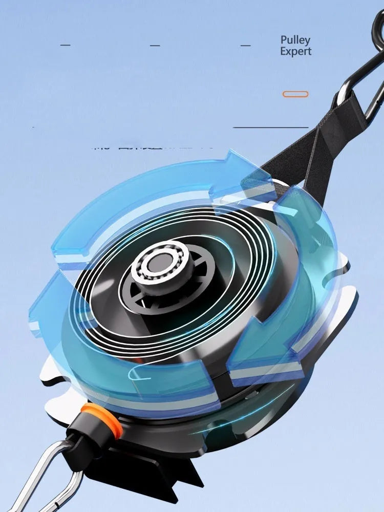 Blue grey adjustable resistance band tensioner with iron and ABS construction set to 10kg.