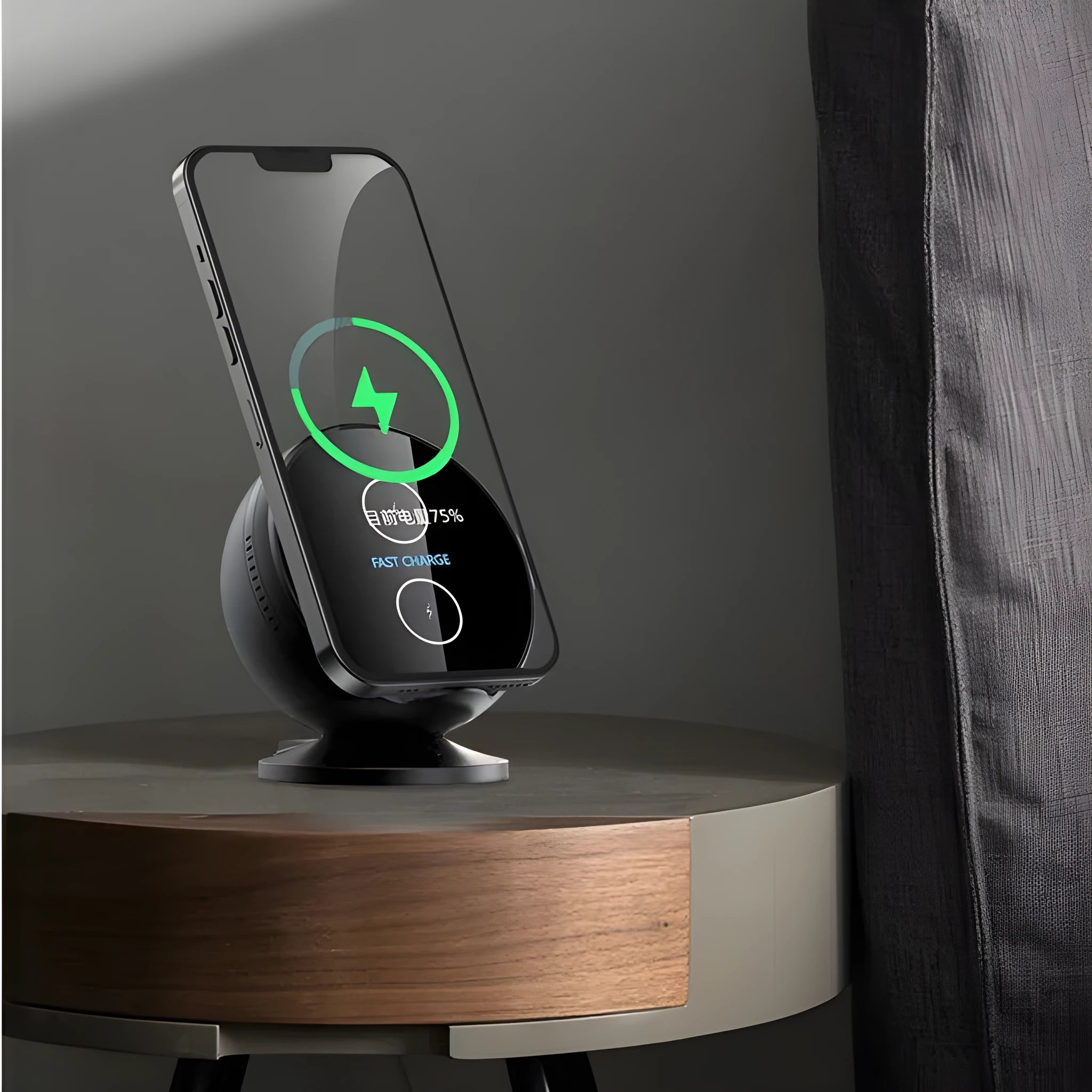 Wireless charger phone holder with Bluetooth speaker in black, blue, pink or white colours