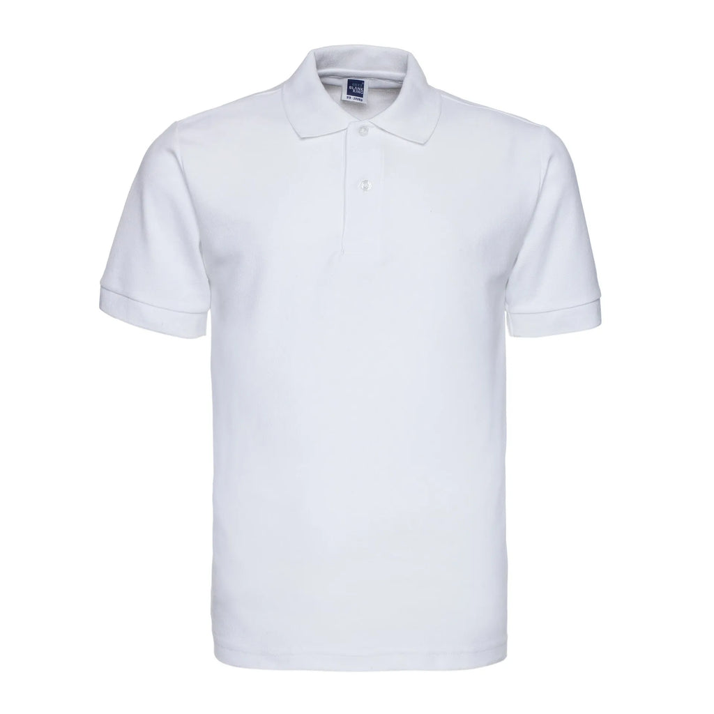 Man's solid colour short sleeve cotton blend polo shirt in loose plus size fit
