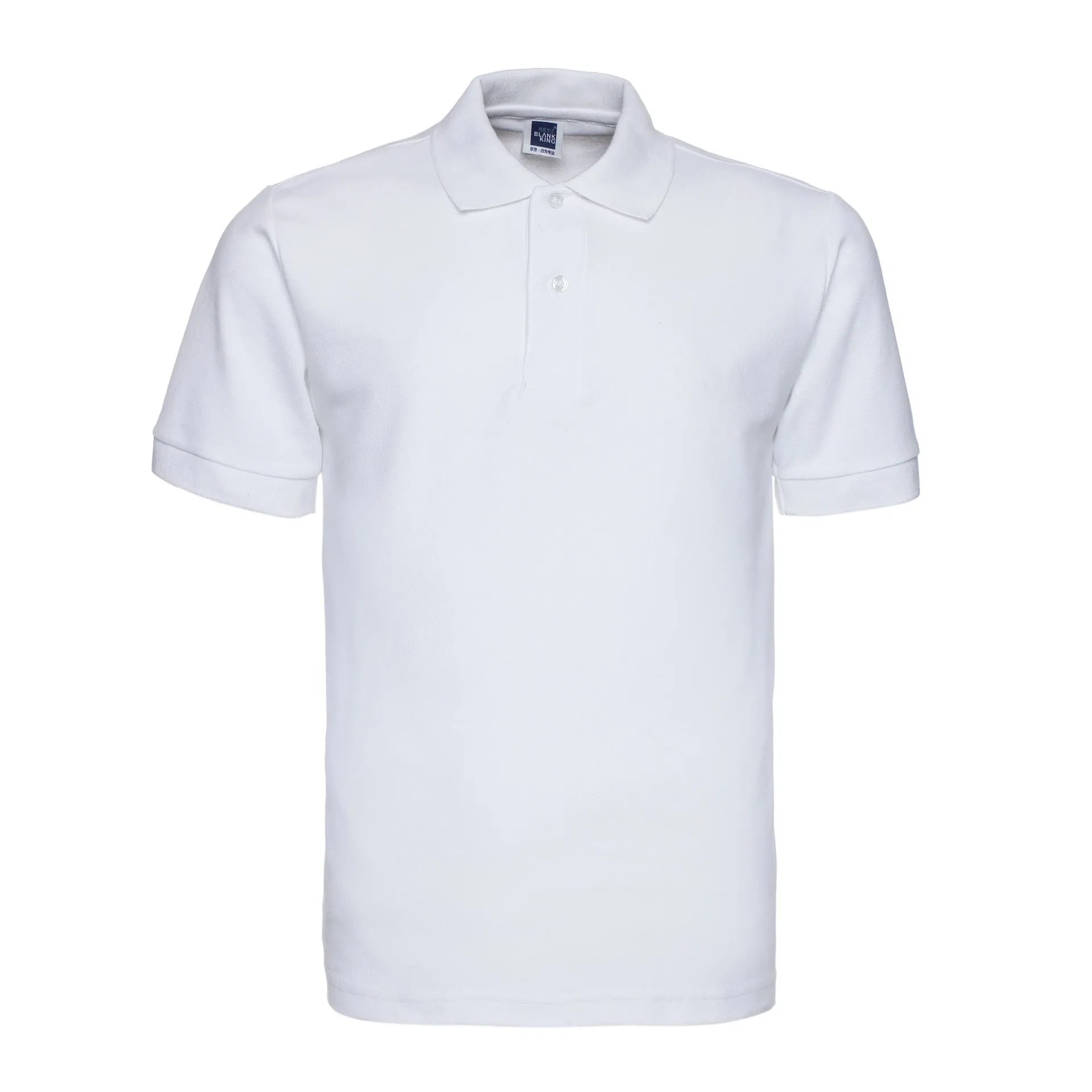 Man's solid colour short sleeve cotton blend polo shirt in loose plus size fit