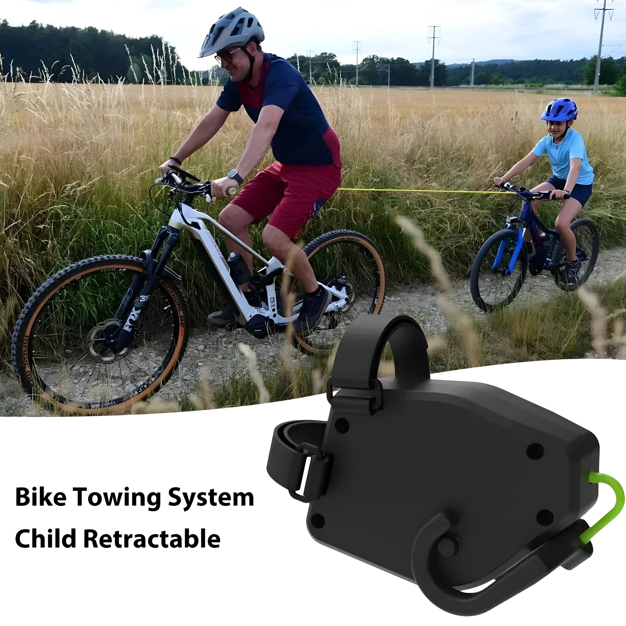 Black plastic/resin bicycle trailer rope traction device for mountain bike child trailers