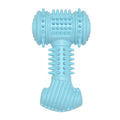 TPR dog chew toy in blue bone shape for aggressive chewers with teeth cleaning dots