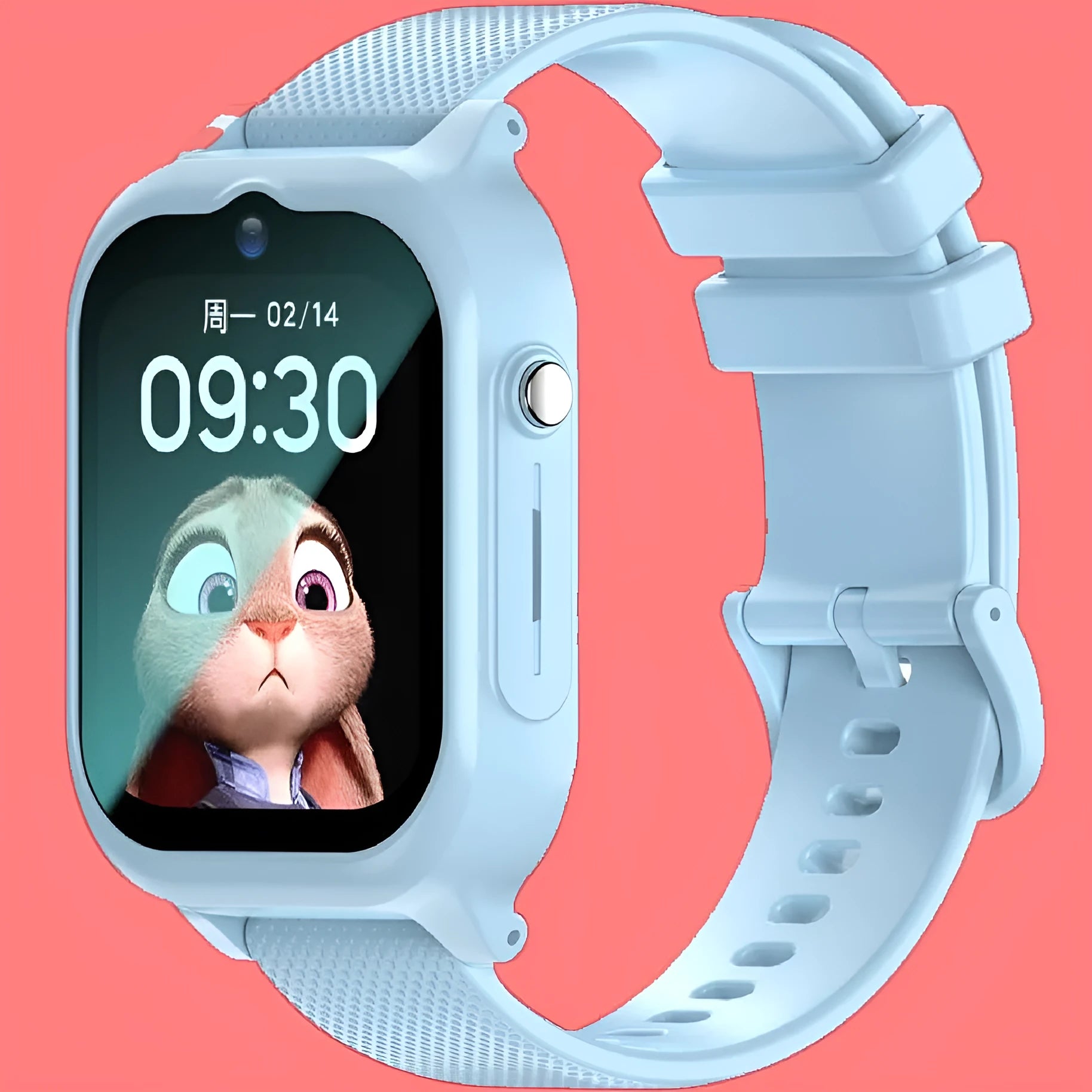 Waterproof smartwatch with square IPS dial and silicone strap in aqua blue colour