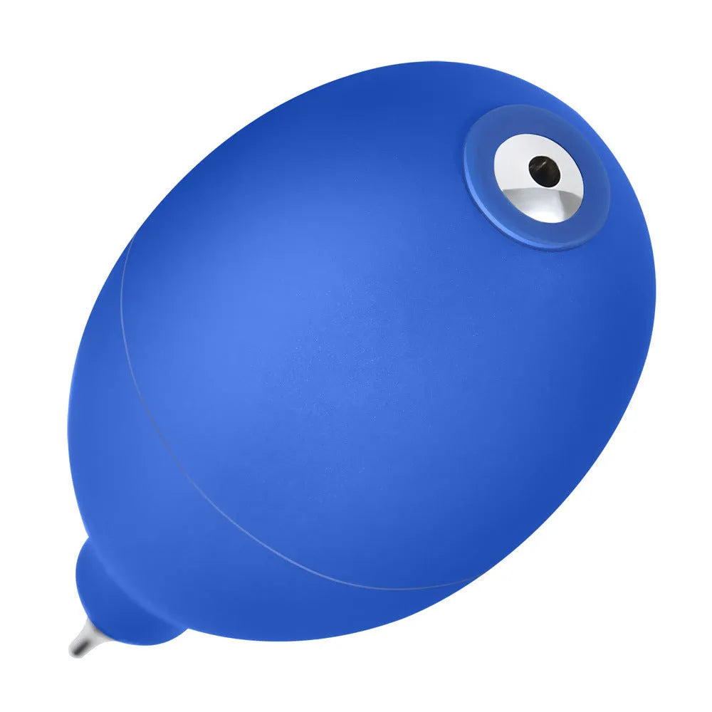 Blue rubber manual dust removal blower for cleaning cameras and mobile phones.