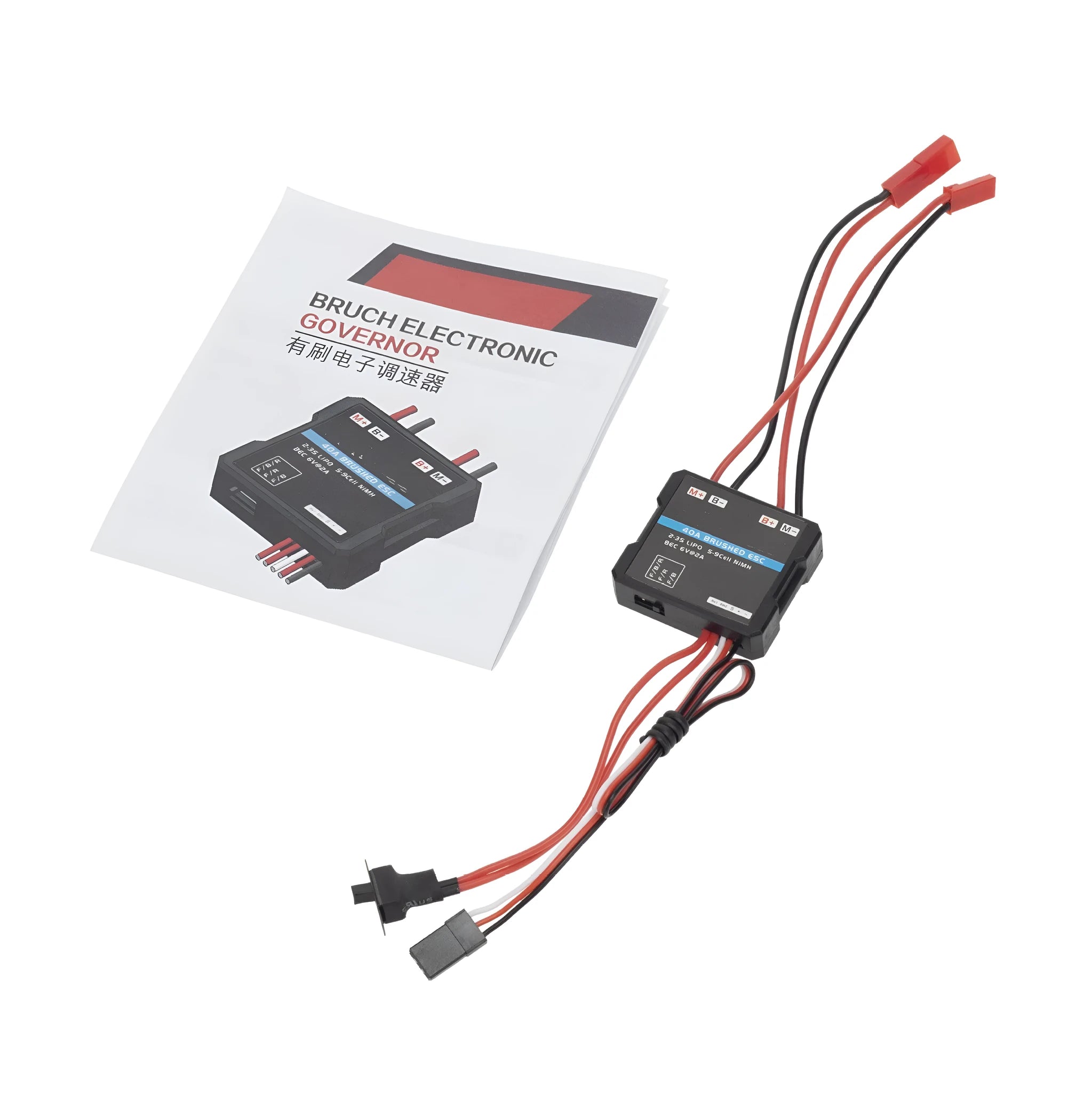 40A brushed electronic speed controller with climbing mode for 1/16th 1/18th scale RC models.