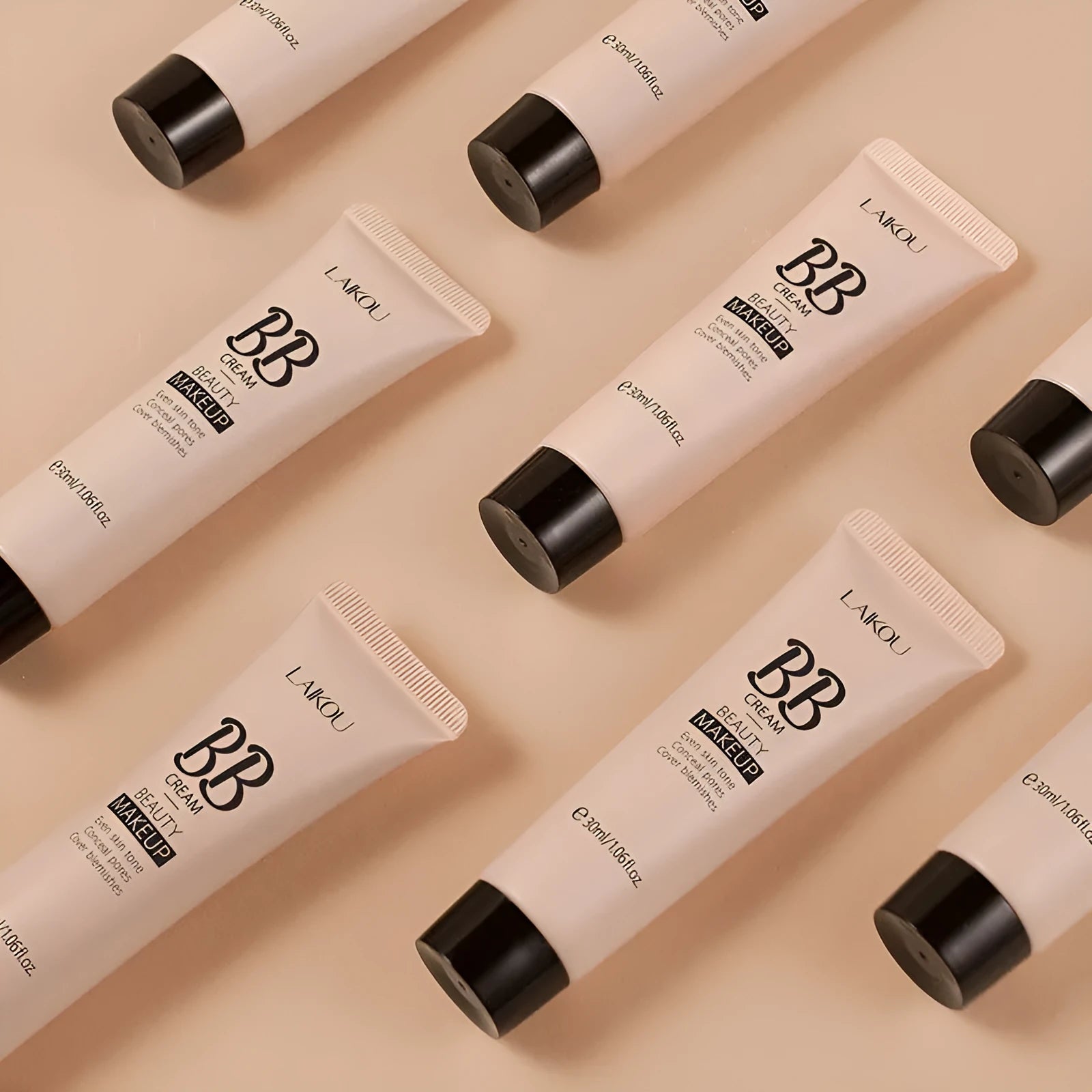 Natural Makeup Hose BB Cream 30ml tube in nine shade options from light to dark.