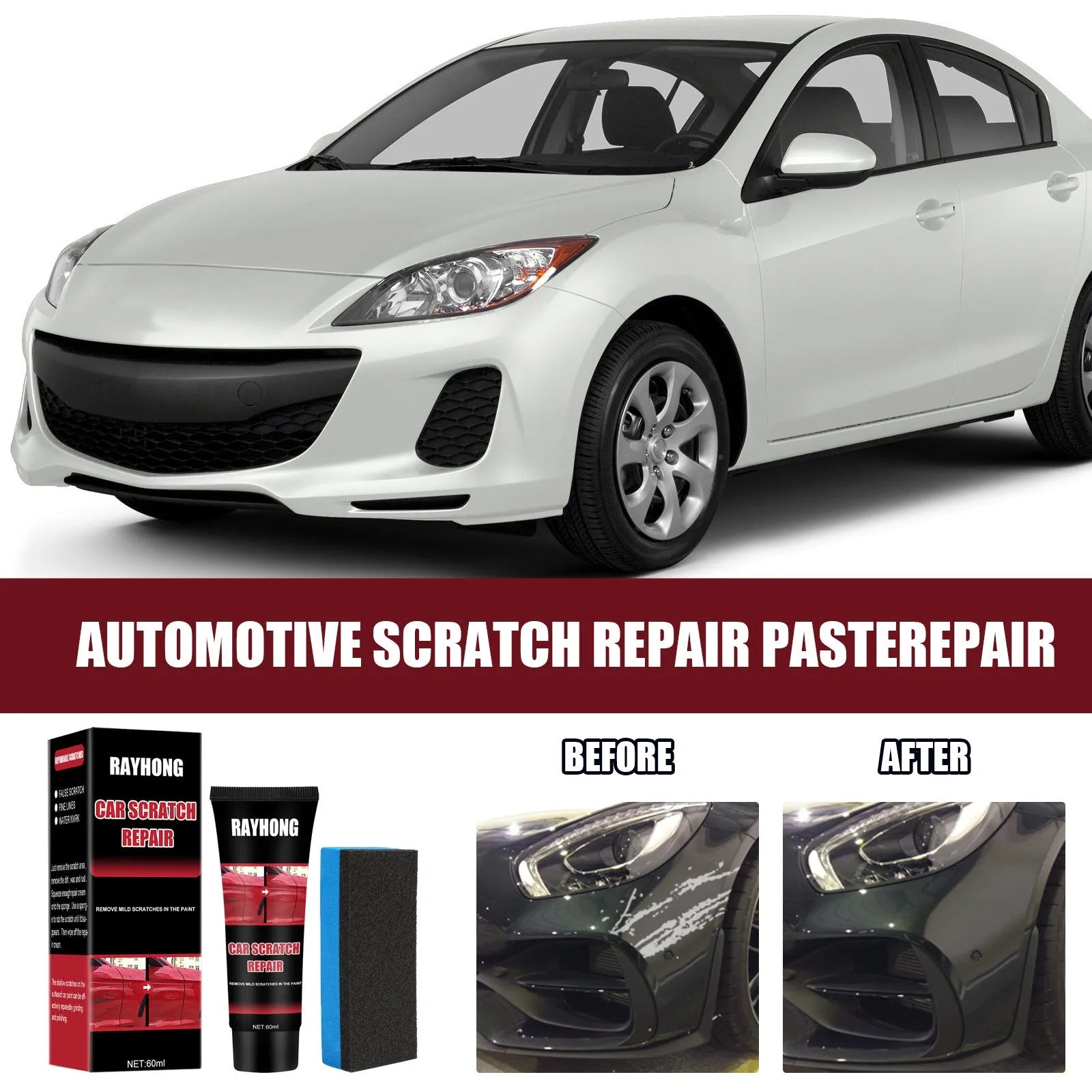 60ml car scratch repair wax with applicator for paint surface maintenance