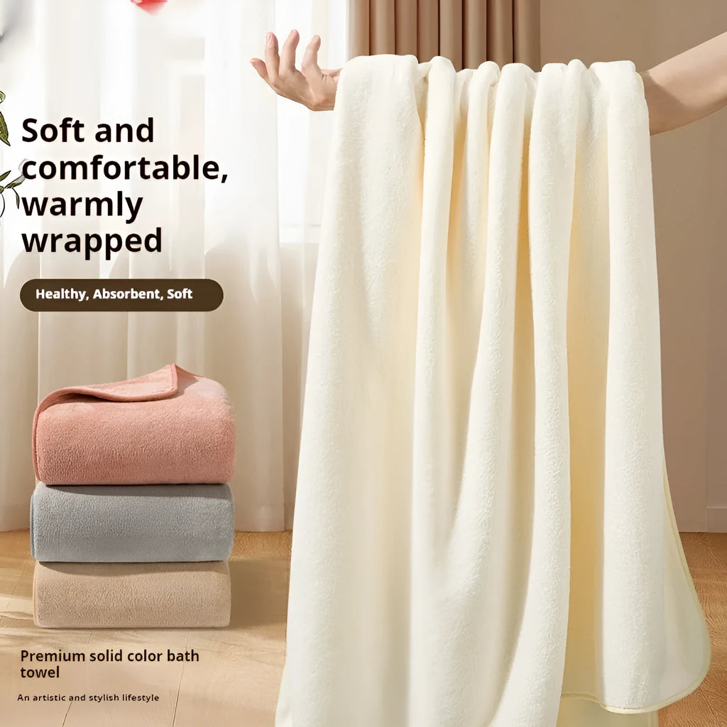 Baby bath towel non-gauze no lint super soft 70x140cm milk coffee colour plain weave