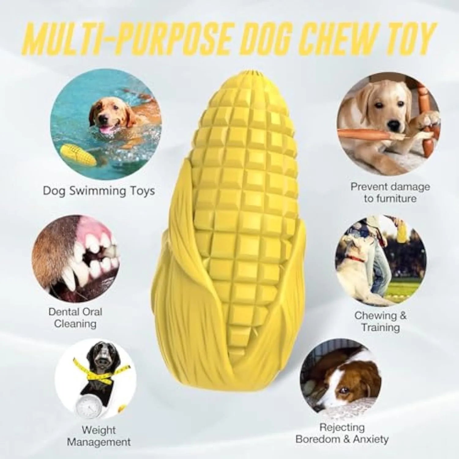 Corn stick dog chew toy with textured surface in blue colour