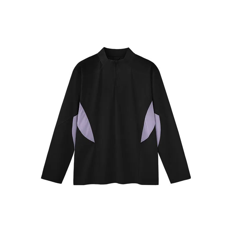 Men's lightweight polyester casual top in black and beige with long and short sleeve options