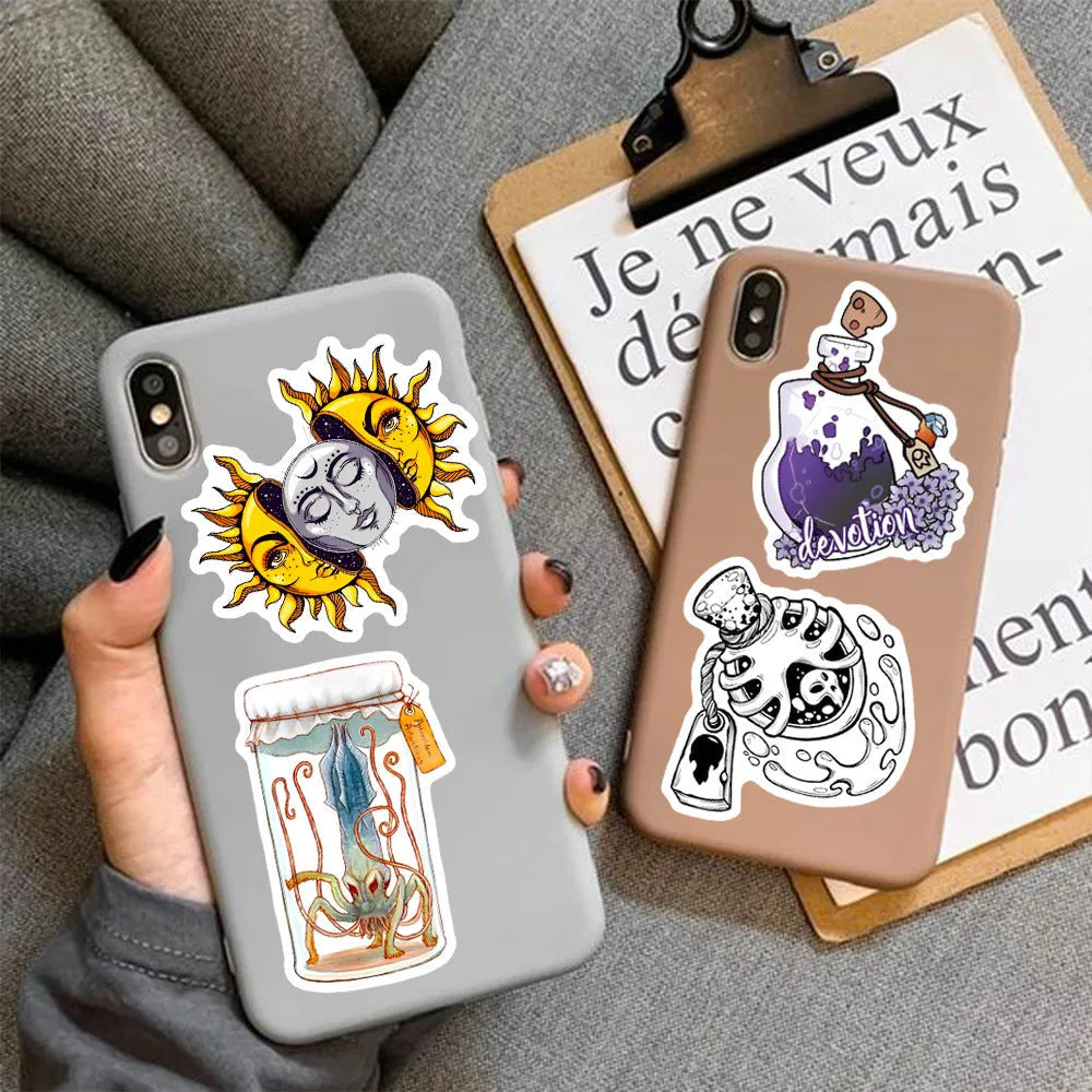 Waterproof PVC stickers pack with glossy finish for laptops, skateboards and smooth surfaces