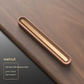 Car aromatherapy ornament in long strip design for air vent placement in walnut wood or metallic grey colour