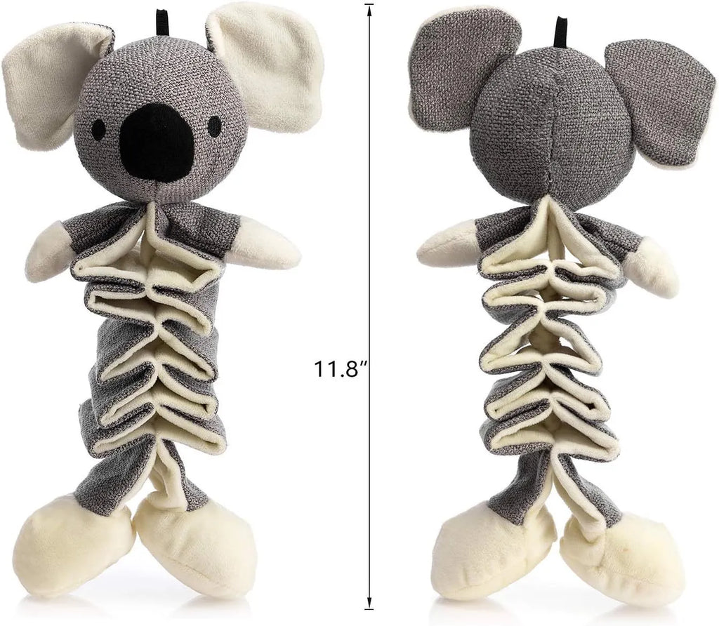 Hollypet grey koala dog squeaky toy measuring 30cm with durable cloth construction
