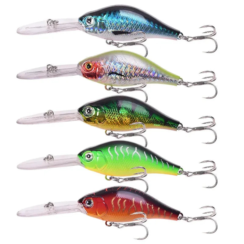 Floating Rock Little Fat Man Mino Lure fishing bait showing 10.5cm length and deep diving long tongue board design