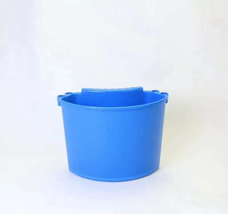 A black, red, blue, or pink polypropylene car wash bucket with a handle.