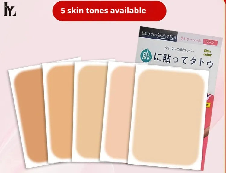 Tattoo cover patch concealer brush makeup tool in assorted skin tone colours.