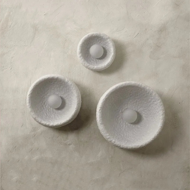 Japanese minimalist wall lamp with resin shade in 20cm, 26cm, or 32cm diameter