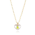 Geometric fruit pendant necklace with adjustable chain showing Apple, Cherry, Pear, Pineapple and Strawberry colour variations