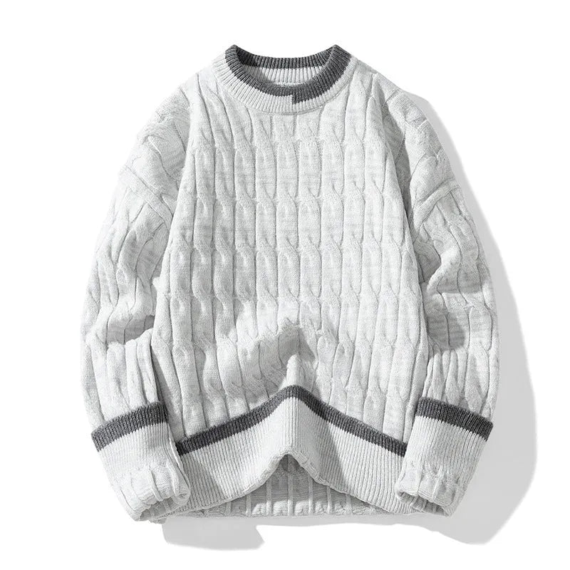 Men's loose fit pullover sweater in modal acrylic blend showing beige colour option