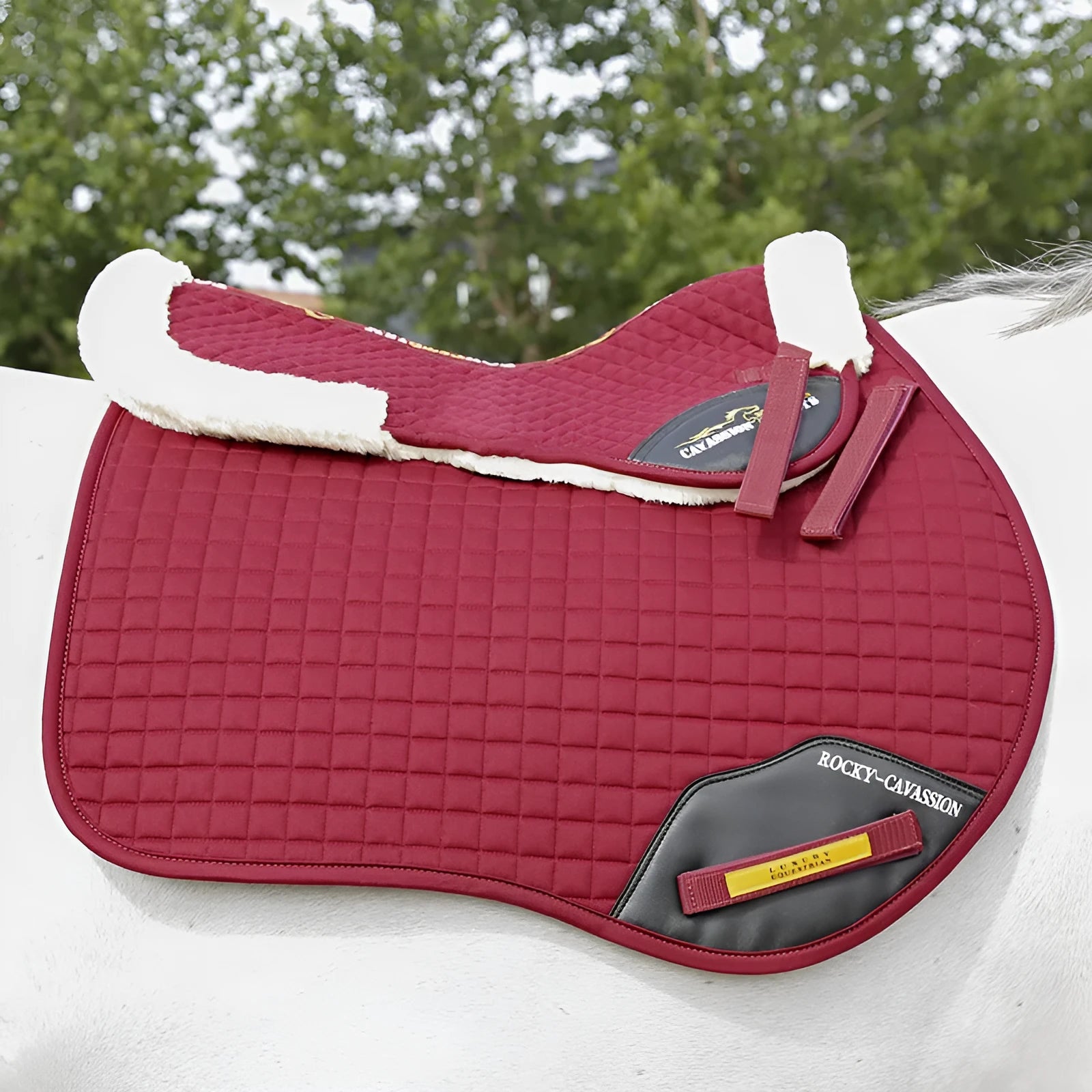 Riding saddle pad with wool cushioning and waist protection in multiple colours