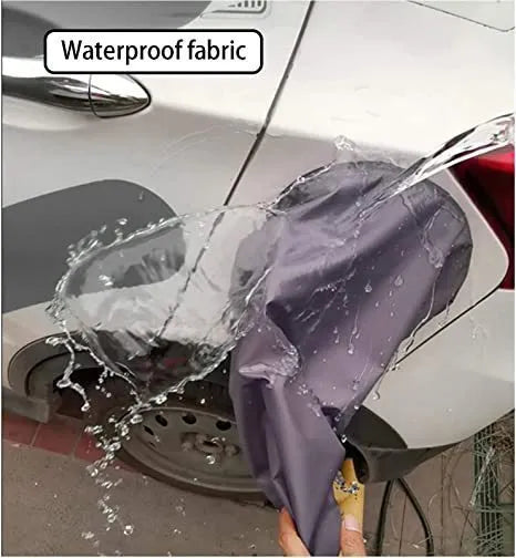 Grey waterproof cover for new energy vehicle charging port with drawstring closure