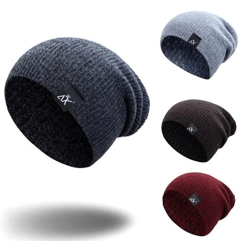 Unisex 100% acrylic knitted beanie in black, stretch fit 55-60cm for winter outdoor use