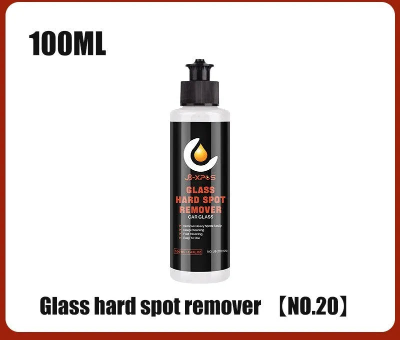 Glass oil film cleaning cream container showing paste formulation for car windows