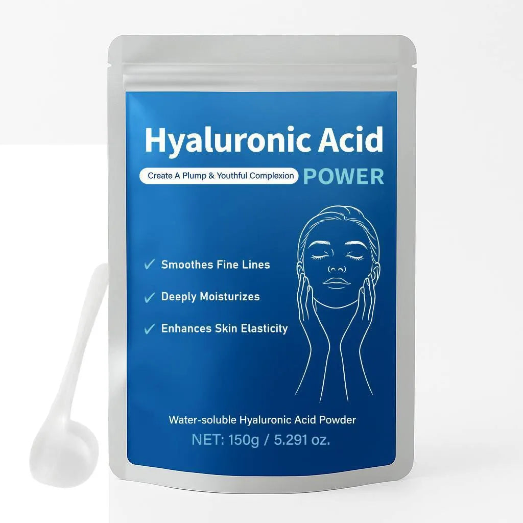 150g container of pure hyaluronic acid powder for skincare and beauty formulations