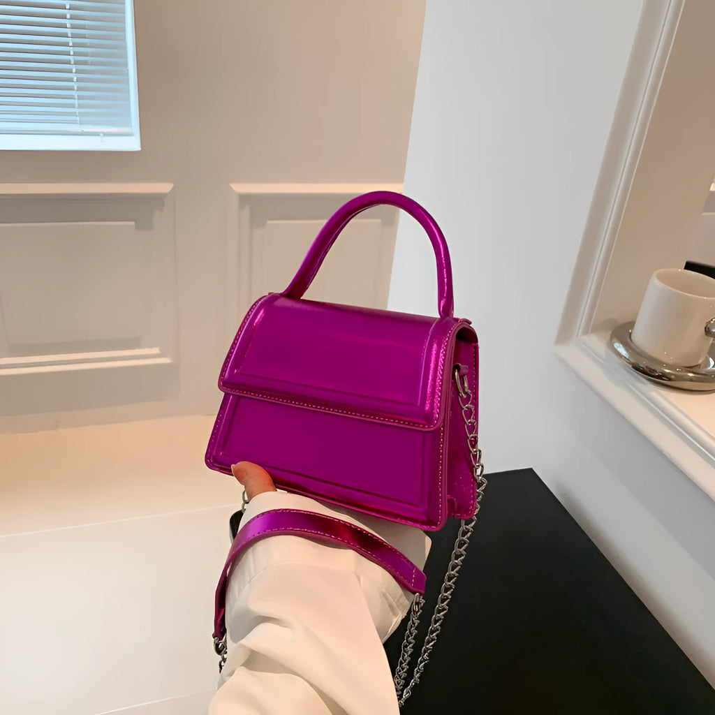 Retro PU leather crossbody shoulder bag in horizontal square shape with six colour options