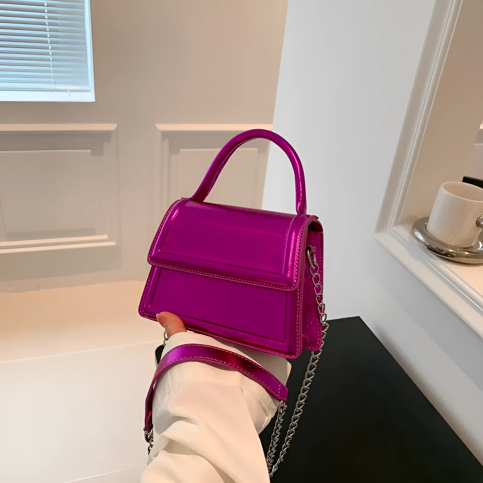 Retro PU leather crossbody shoulder bag in horizontal square shape with six colour options