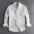 Men's retro cardigan style long sleeve shirt in solid light blue colour