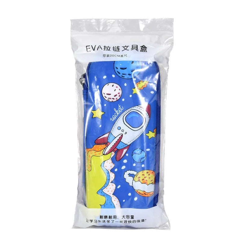 3D leather stationery box pencil case with sculpted astronaut design in blue colour