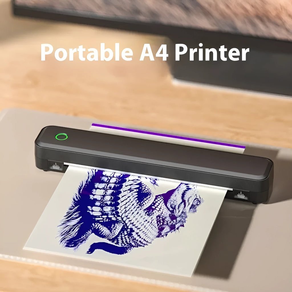Bluetooth thermal printer in black or white with compact 295mm design for mobile phone printing