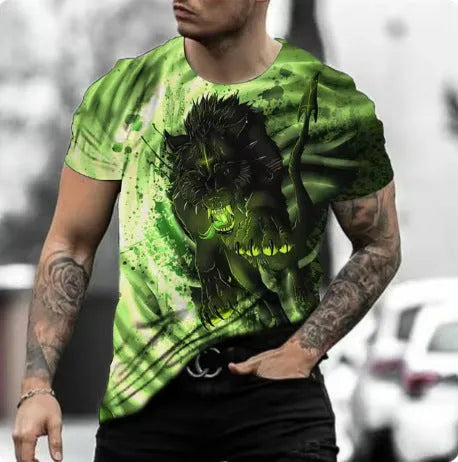 Retro 3D animal print men's t-shirt in polyester bird eye cloth fabric with digital printing