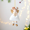 Pink and white cloth angel wings plush Christmas pendant ornament